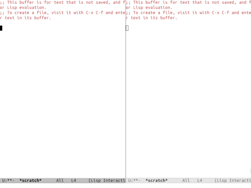 A screenshot showing a vertical window split in Exwm.