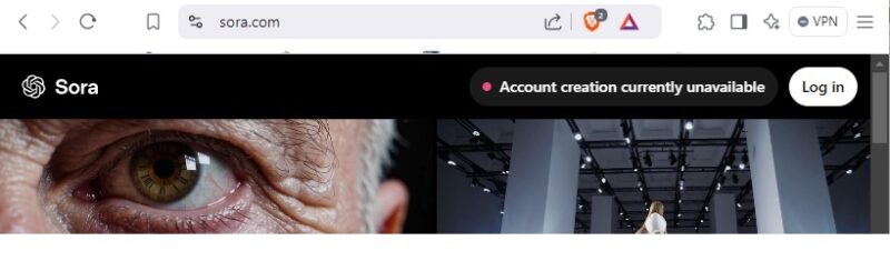 Account creation unavailable on Sora.