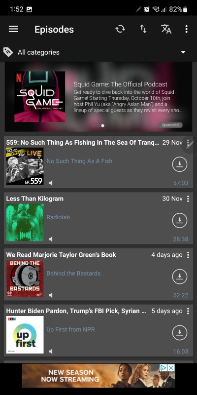 Podcast App Android Podcast Addict Episodelist