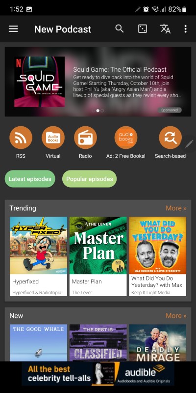 Podcast App Android Podcast Addict Homescreen