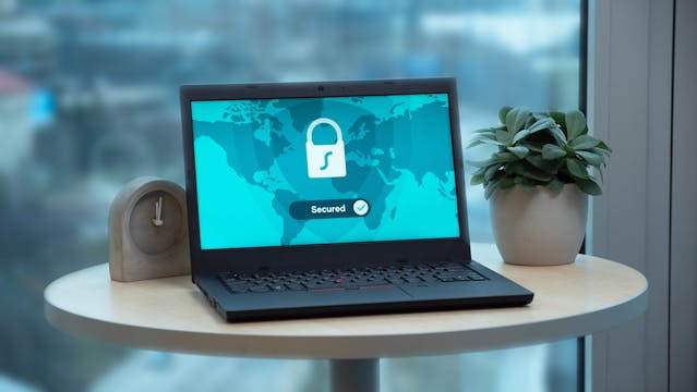 Secure lock icon on a laptop