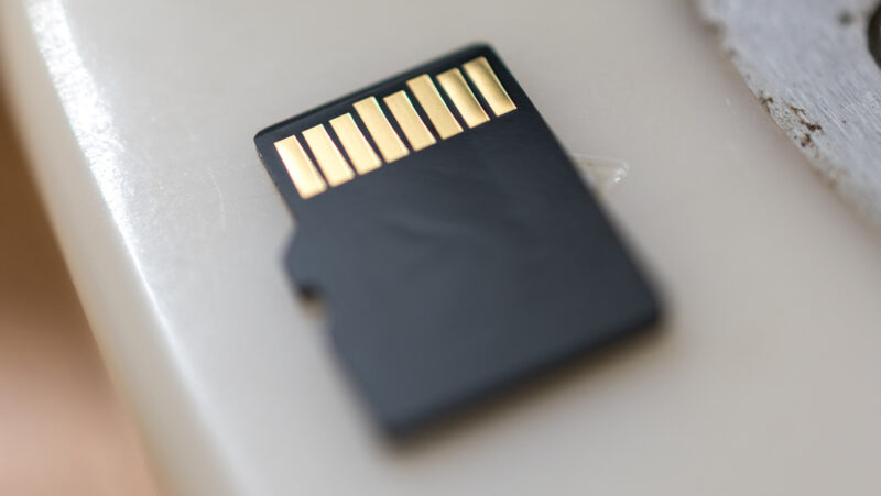 a focused image of an SSD card