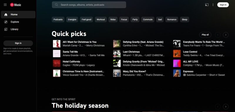 Stream music free legally on YouTube Music.