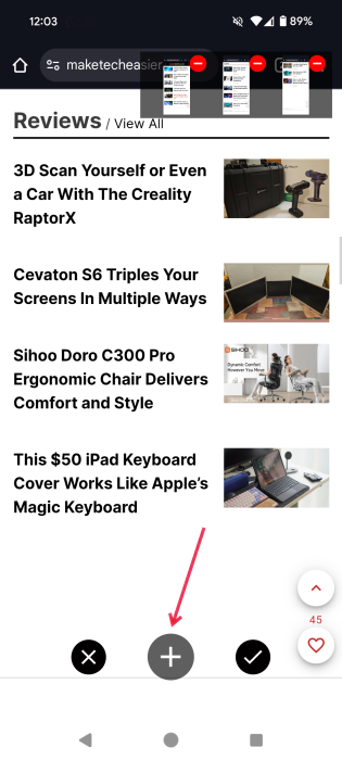 Creating new screenshot in ScreenMaster app on Android. 