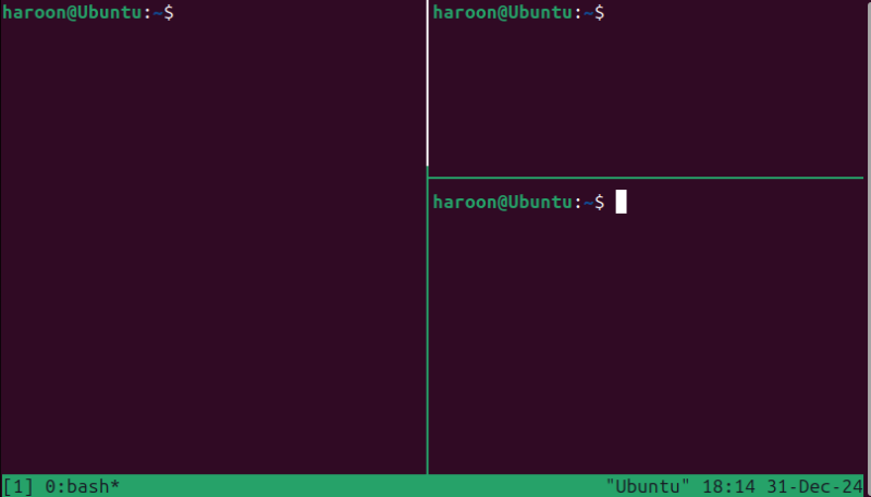 Tmux With Multiple Panes on Linux.