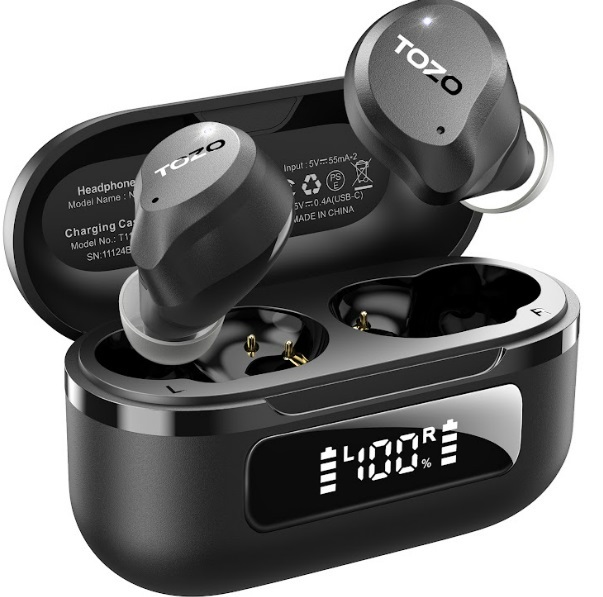 TOZO NC9 Charging case with HD display.