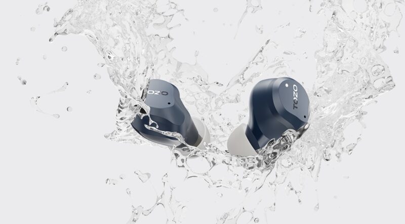 TOZO earbuds in water.