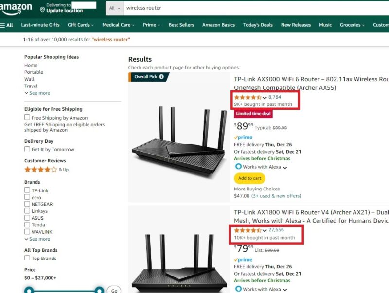 TP-Link routers on Amazon.