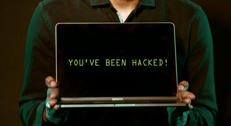 You've been hacked sign on laptop.