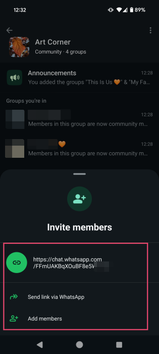 Whatsapp Communities Mobile Invite Members Options