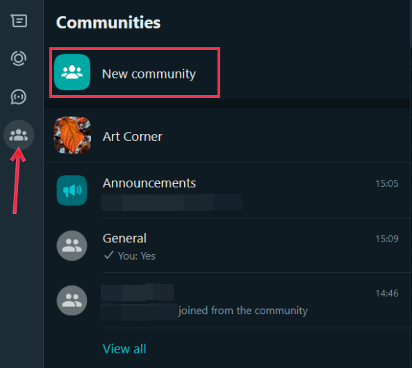 Switching to the Communities tab in WhatsApp Web. 