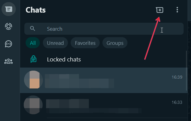 Pressing the + button in WhatsApp Web. 
