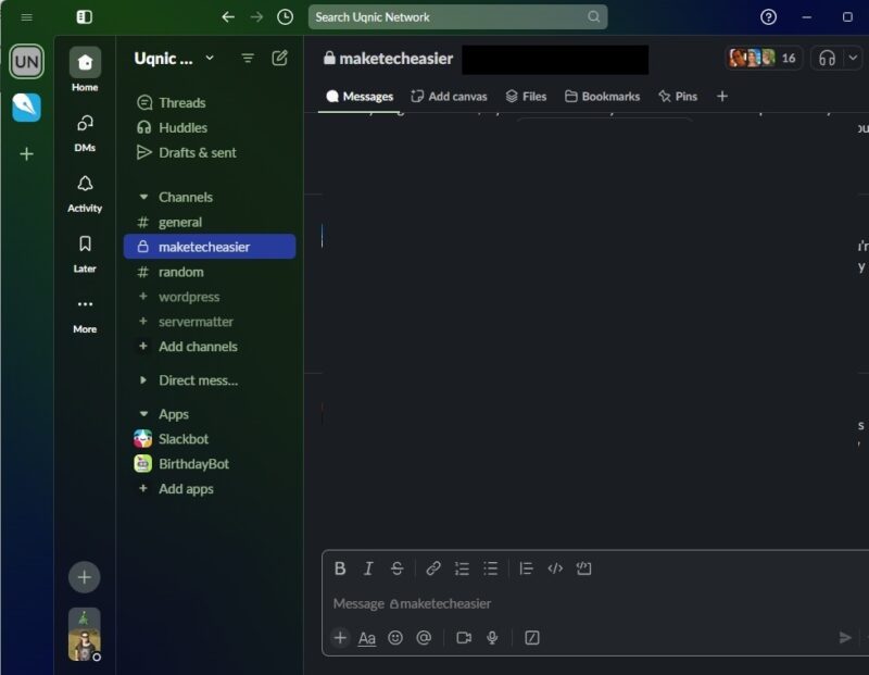 Using Slack for work.