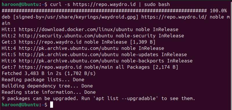 Adding Waydroid Repository to Ubuntu system.