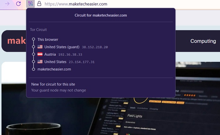 Encrypting data traffic through multiple servers on a Tor browser network.