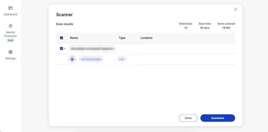 Quarantine an item in antivirus 