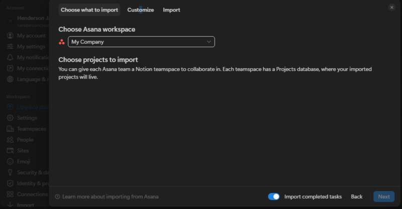 Asana Notion Integration