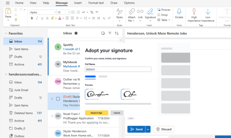 It shows the Docusign add-in For Outlook.