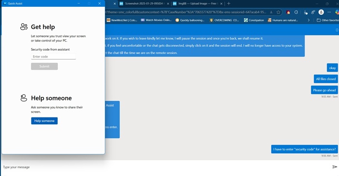 Windows 11 Quick Assist chat to fix update problems. All it needs is a valid Windows license.