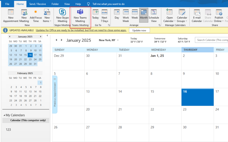 Overview of the Microsoft Teams in Outlook.
