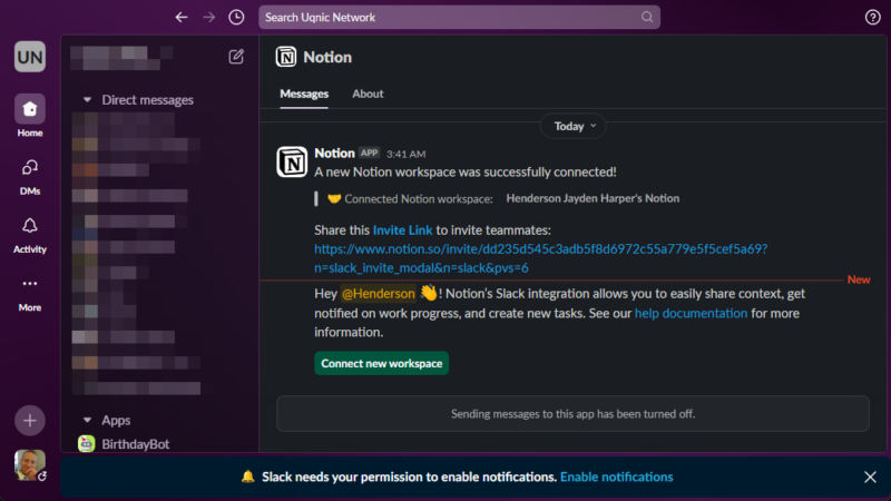 Slack Notion Integration
