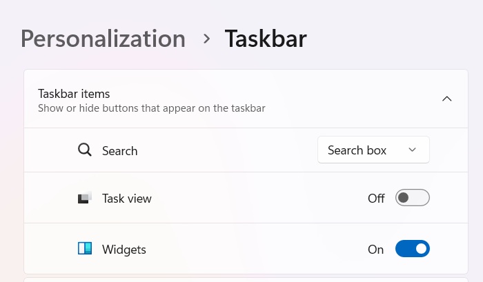 Adding widgets to the taskbar in Windows from Taskbar Items.