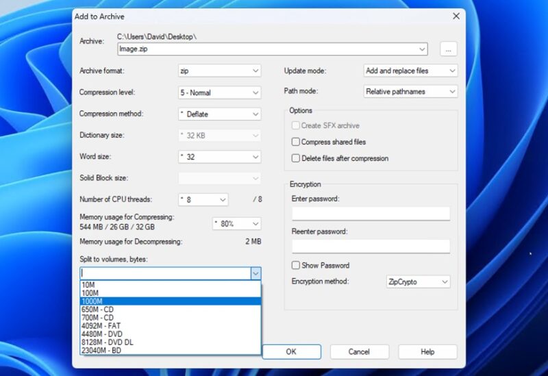 Add To Archive 7zip Size Presets