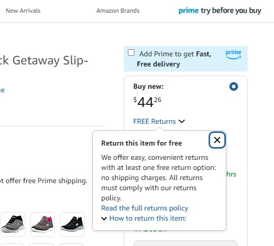 Returning an item on Amazon.