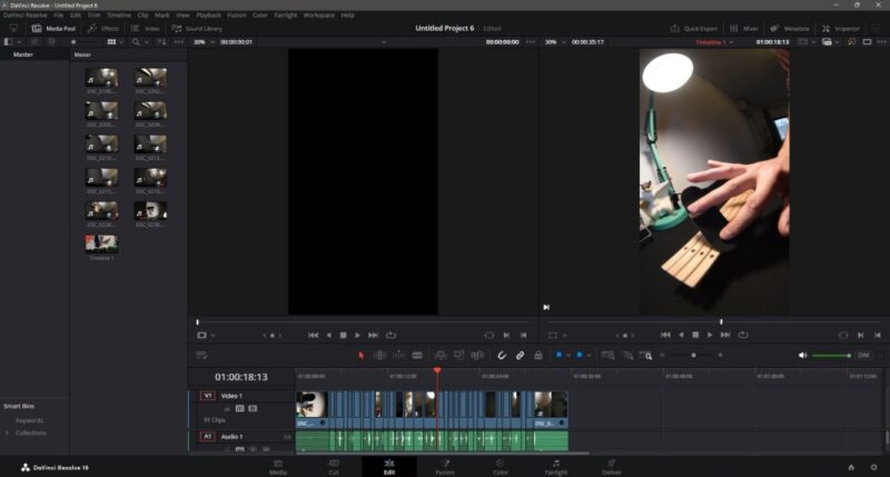 DaVinci Resolve interface overview.