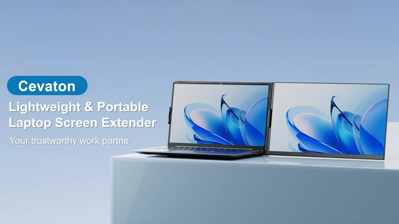 Cevaton laptop screen extender P5 on laptop.