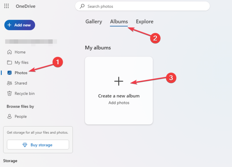 Create New Album OneDrive