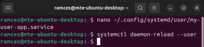 A terminal showing the process of reloading the Systemd daemon.