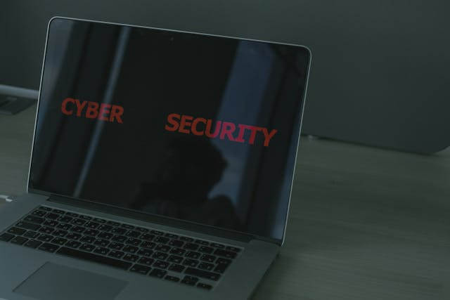 Cyber Security Displayed On Laptop Screen