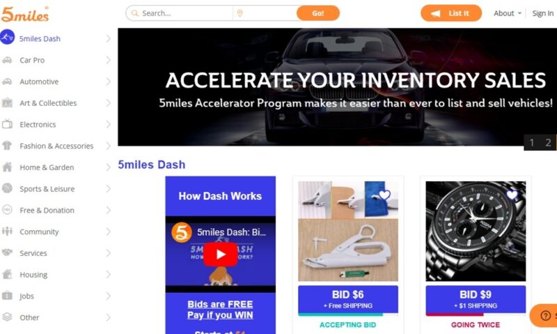 Browsing items on 5miles