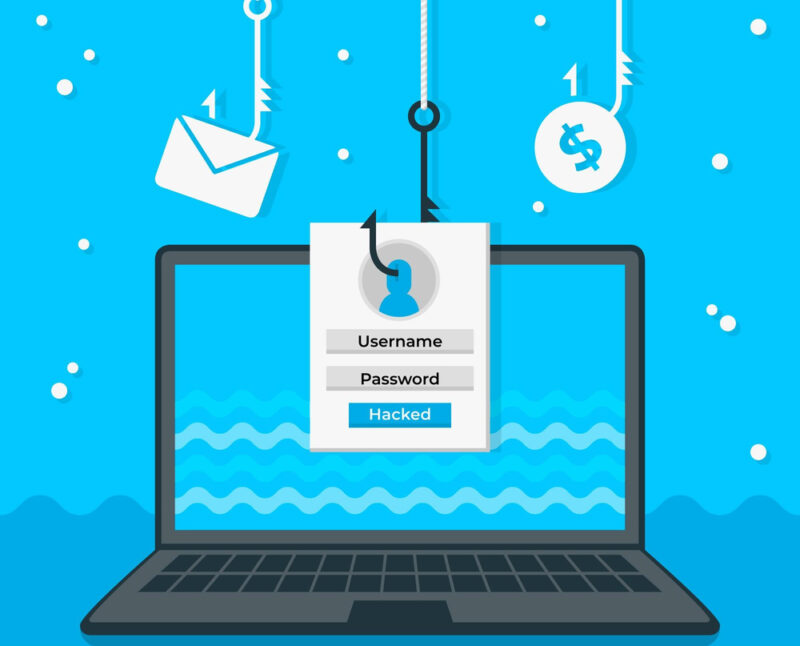 phishing hooks stealing username and password