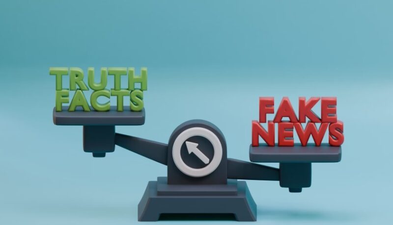Scale with truth and facts versus fake news.