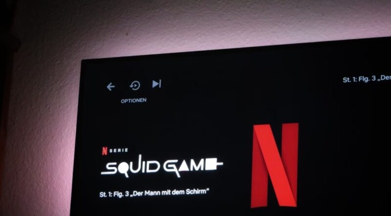 Netflix with Squid Game loaded.