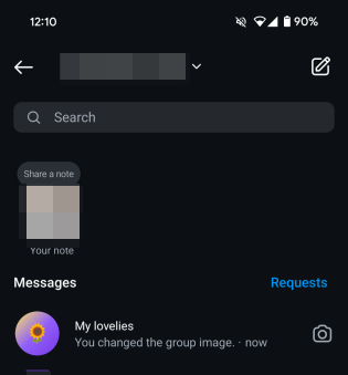 New group name view in Instagram DMs in mobile app. 