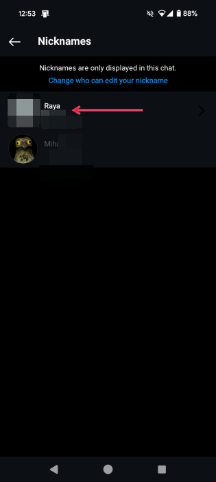 Tapping on own account name in Instagram DM. 