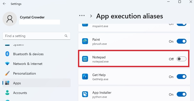 Turning off Notepad.
