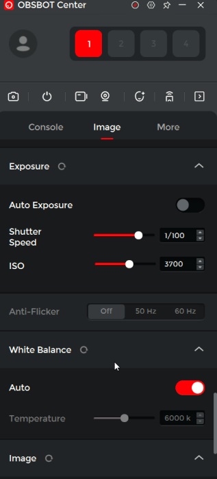 Obsbot Center app displaying image options.