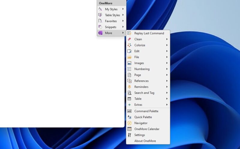 Onemore Menu Onenote