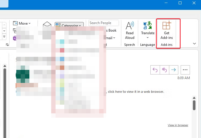 Outlook Get Add Ins Icon