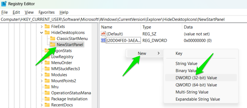 Creating new DWORD value in the Registry