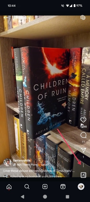 Tapping on three dots option in Instagram Reels.