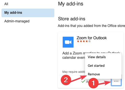 Remove add-in on Outlook Mac