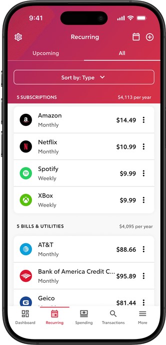 Rocket Money list of subscriptions