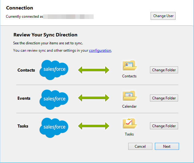 It shows the process of syncing salesforce to Outlook