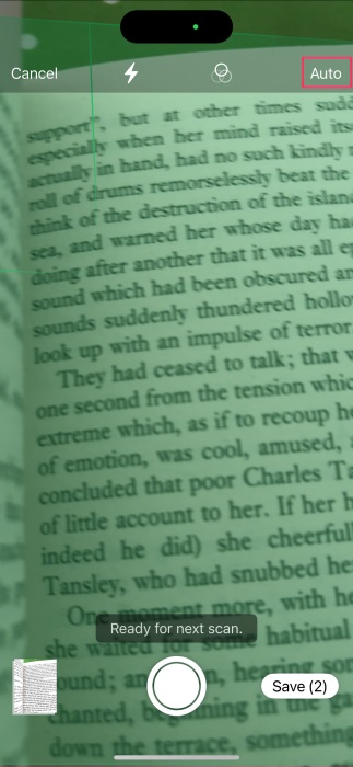 Scanning on WhatsApp for iPhone initiated.