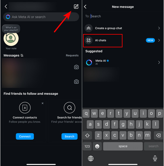 Selecting The Ai Chats Option In Instagram